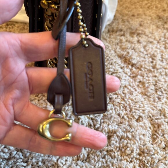 COACH® | Burgundy  double flap with gold and leather straps and wallet - Picture 3 of 14